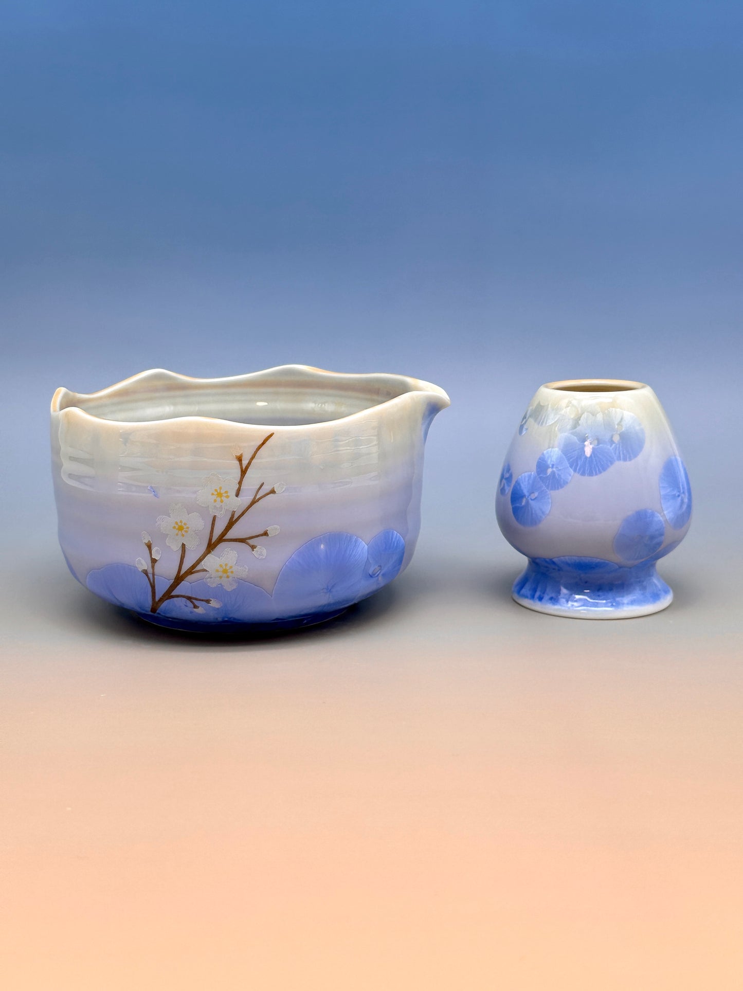 Blue Blooming Matcha Bowl Set