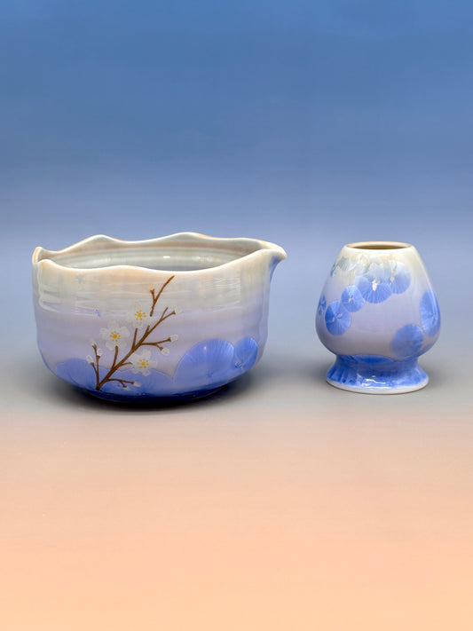 Blue Blooming Matcha Bowl Set