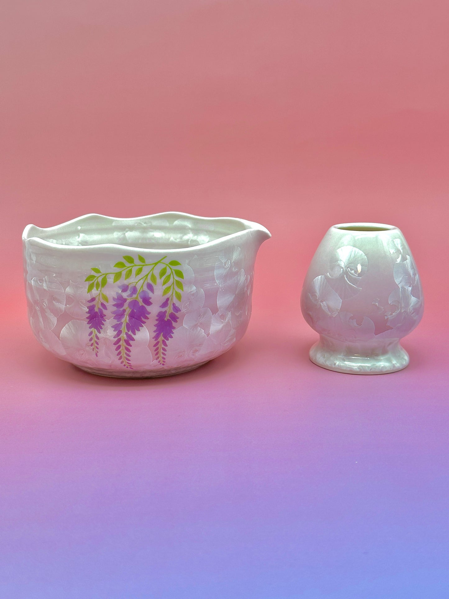 Purple Blooming Matcha Bowl Set