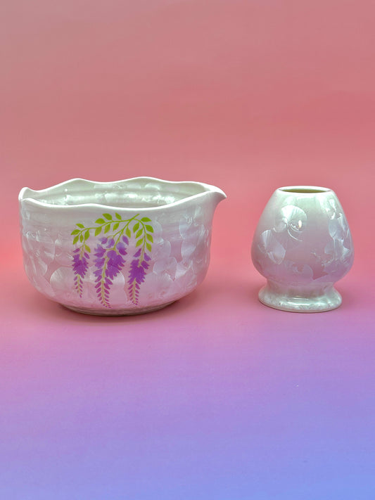 Purple Blooming Matcha Bowl Set